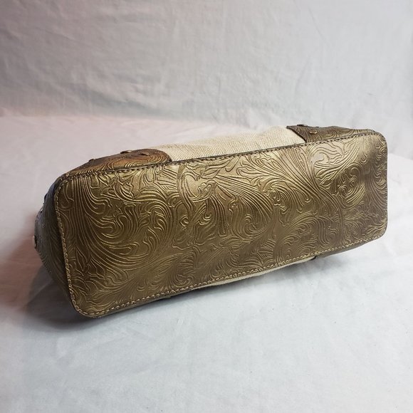 Relic Women's Cream Leather Studded Lined Canvas Purse Shoulder Bag - Picture 8 of 12